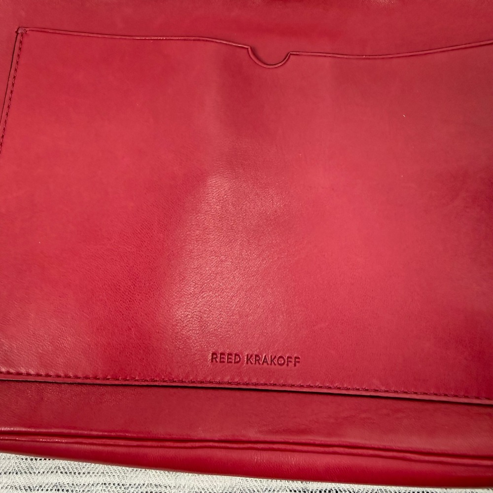 Reed Krakoff Large Pink Leather Clutch Wristlet Colorful Zip Closure Logo Tag - Picture 2 of 13
